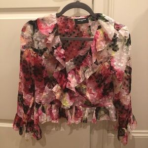 Worn once. The Kooples Paris sheer fire flower top
